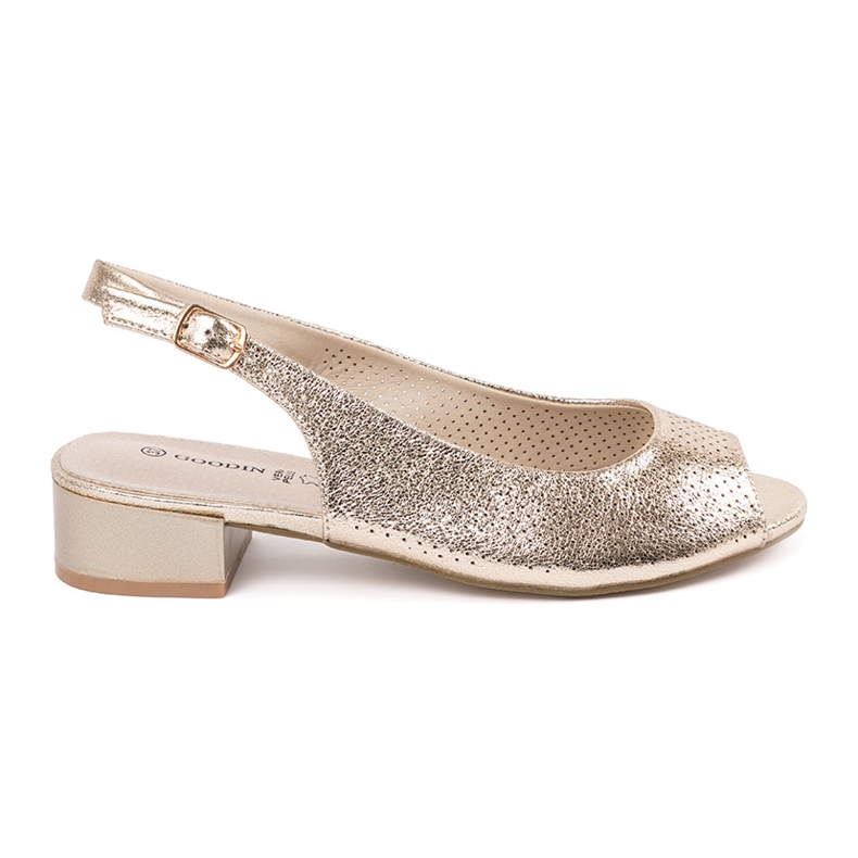 Goodin Arany nyílt munkás alacsony kerekes szandál aranysárga