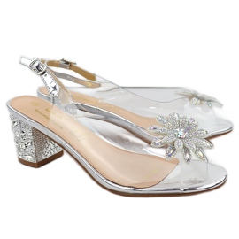 Átlátszó női szandál egy oszlopon cirkons ezüst S.Barski MR51-002 Átlátszó női szandál egy oszlopon cirkons ezüst S.Barski MR51-002