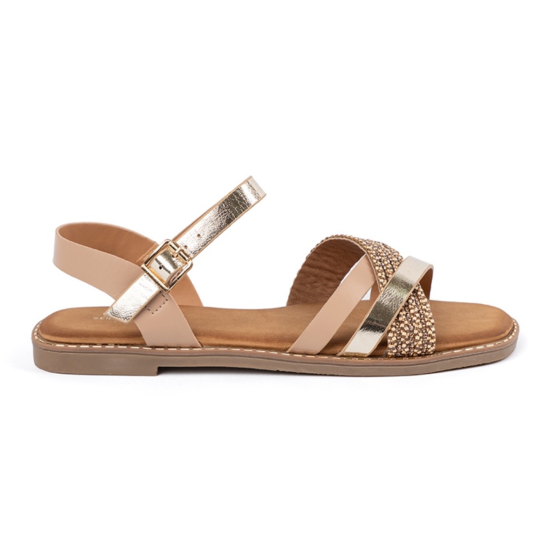 Arany női szandál egy lapos talp sergio leone aranysárga