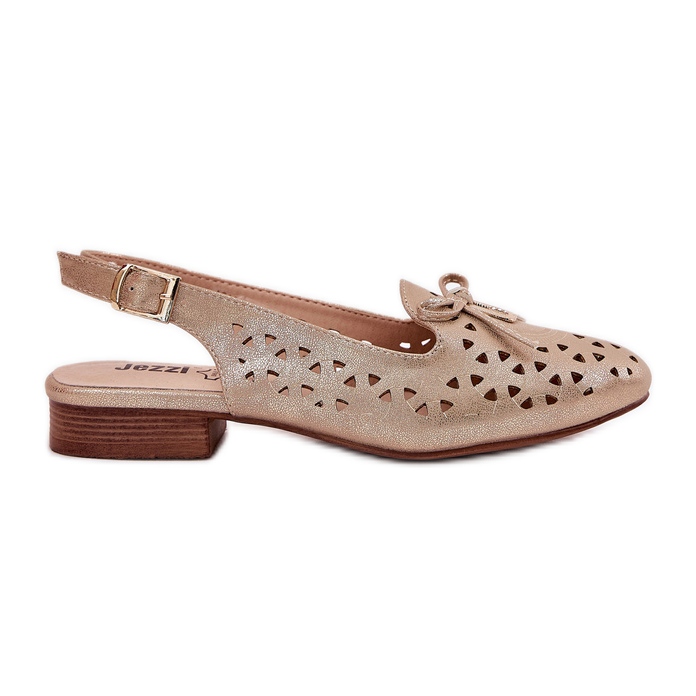 Jezzi Nyílt ballerinák nyitott arany sarokkal aranysárga
