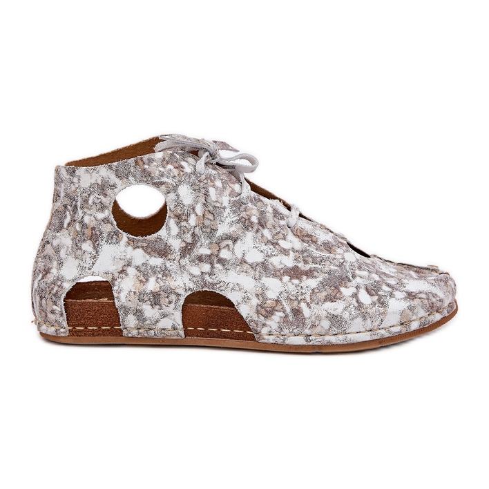 Mintás bőr maciejka csizma 03426-46 fehér és bézs Mintás bőr maciejka csizma 03426-46 fehér és bézs