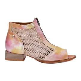 Lapos sarkú női bőrcsizma csupasz ujjakkal Maciejka 06413-15 rózsaszín-narancs