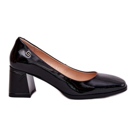 Bőr lakkozott női szivattyúk a Vinceza 91130 fekete oszlopon