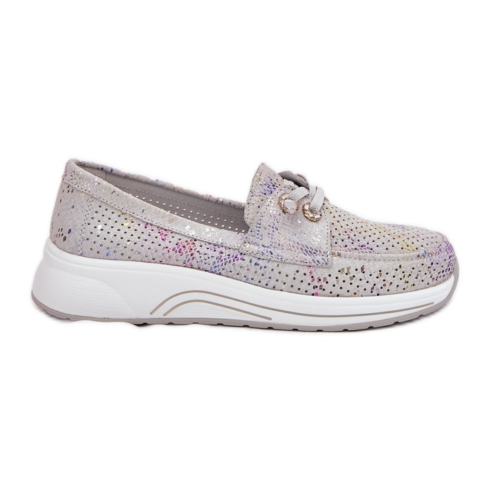 A természetes bőrből készült velúr cipő az Artiker 56C2104 szürke platformon