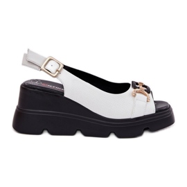 ARTIKER Női bőr szandál ékön és platformon dekorációs Artker 56C1588 Fehér