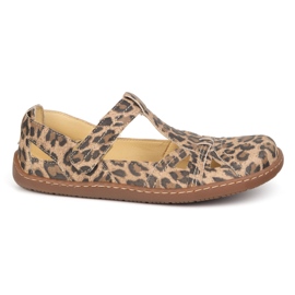 Mezítláb cipő Ultra -fényes Olivier 1285 Leopard Leopard nyomtatás bézs