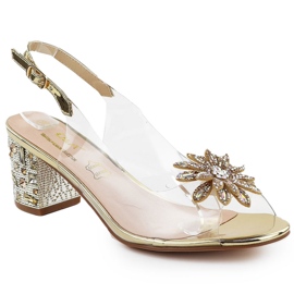 S.Barski Átlátszó női szandál az oszlopon cirkonokkal Złote D & A: S. Barski MR51-002 aranysárga S.Barski Átlátszó női szandál az oszlopon cirkonokkal Złote D & A: S. Barski MR51-002 aranysárga