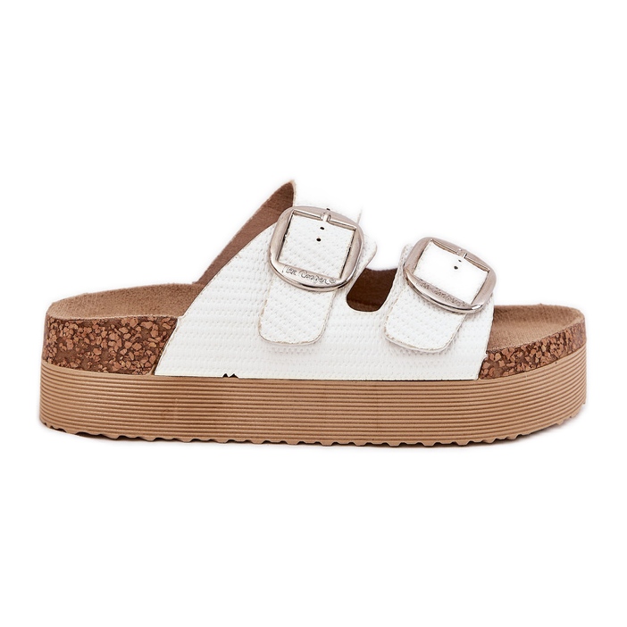 Női platform flip flopok Lee Cooper LCW-25-35-3496L fehér csatokkal