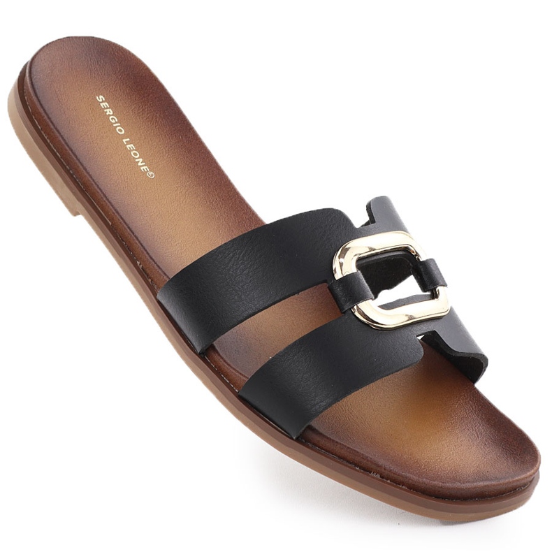 Női flip -flopok dekorációval fekete sergio leone sk077h