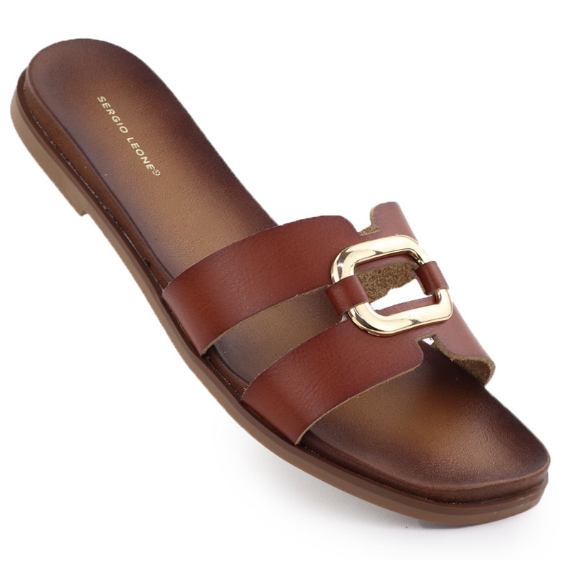 Női papucs dekorációval barna sergio leone sk077h