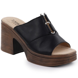 Női bőr papucs a fekete T.sokolski L25-13 poszton