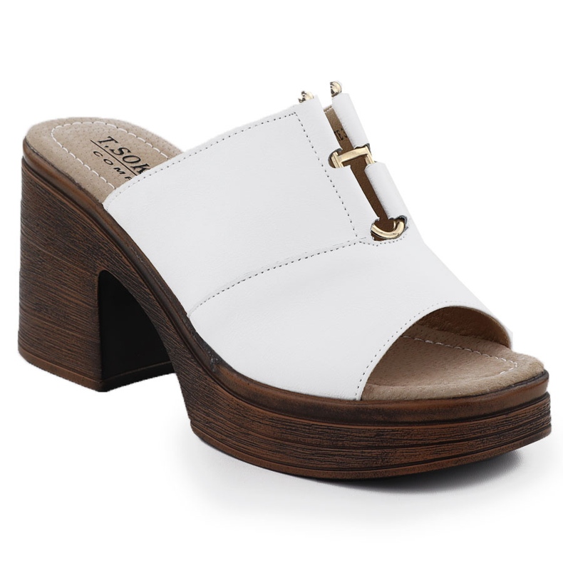 Női bőr papucs a fehér poszton T.sokolski L25-13