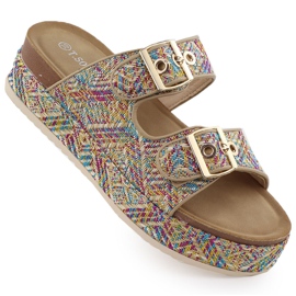 Papucs egy vastag talpon, bilincsekkel T.sokolski L25-322 sokszínű