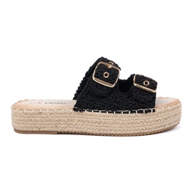 Seastar Fekete papucs a platformon csatokkal Seastar Fekete papucs a platformon csatokkal