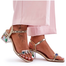 Női magassarkú szandál kristályokkal, Golden S.Barski MR1037-01 aranysárga Női magassarkú szandál kristályokkal, Golden S.Barski MR1037-01 aranysárga