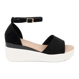 Seastar Fekete női szandál egy fehér ékön Seastar Fekete női szandál egy fehér ékön