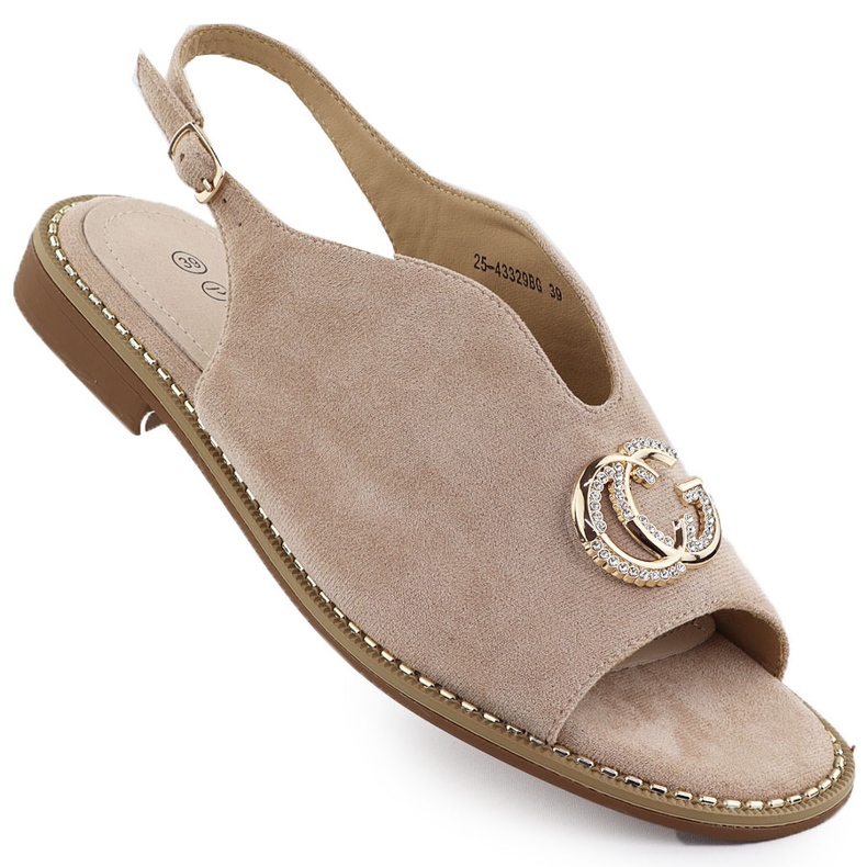 Bézs dekorációval épített női szandál 43329 potocki