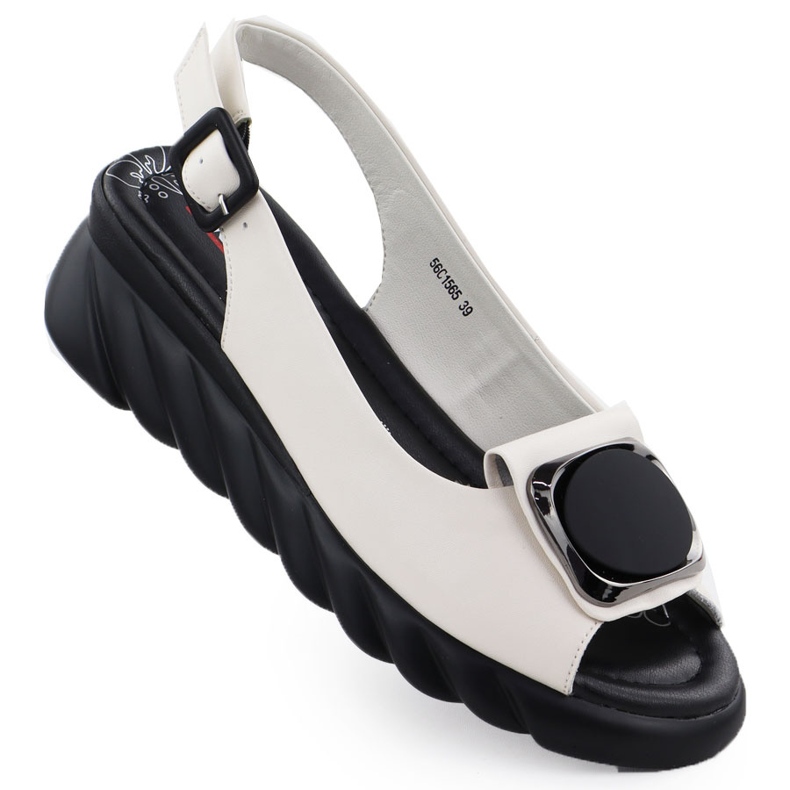 Női bőr szandál ékkrém artiker 56C1565 tejszínes