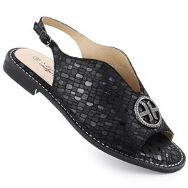 S.Barski Női bőr szandál Czarne S. Barski Kv51-094 fekete S.Barski Női bőr szandál Czarne S. Barski Kv51-094 fekete