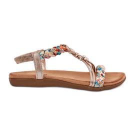 Lapos női szandál fonott csíkokkal és csapokkal Artiker 54C1323 PLN aranysárga Lapos női szandál fonott csíkokkal és csapokkal Artiker 54C1323 PLN aranysárga