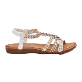 Lapos női szandál fonott Artiker 56C1323 Biale Stripes fehér