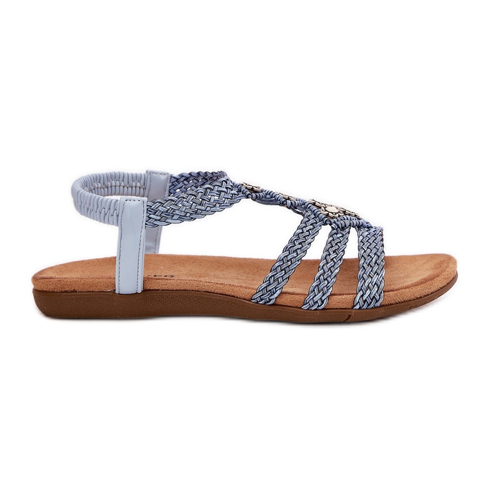 Női lapos szandál fonott Artiker 56C1325 kék csíkokkal