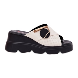 ARTIKER Elegáns bőr női ékek ősi dekorációval Artker 56C1585 bézs