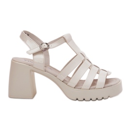 Festett női bőr szandál a Vinceza 66621 Light koldus poszton bézs Festett női bőr szandál a Vinceza 66621 Light koldus poszton bézs