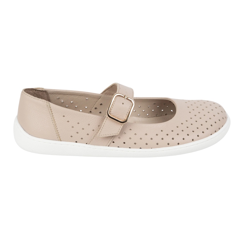 Mezítláb női balerinas Olivier 1770pol bőr cipő bézs csatjal