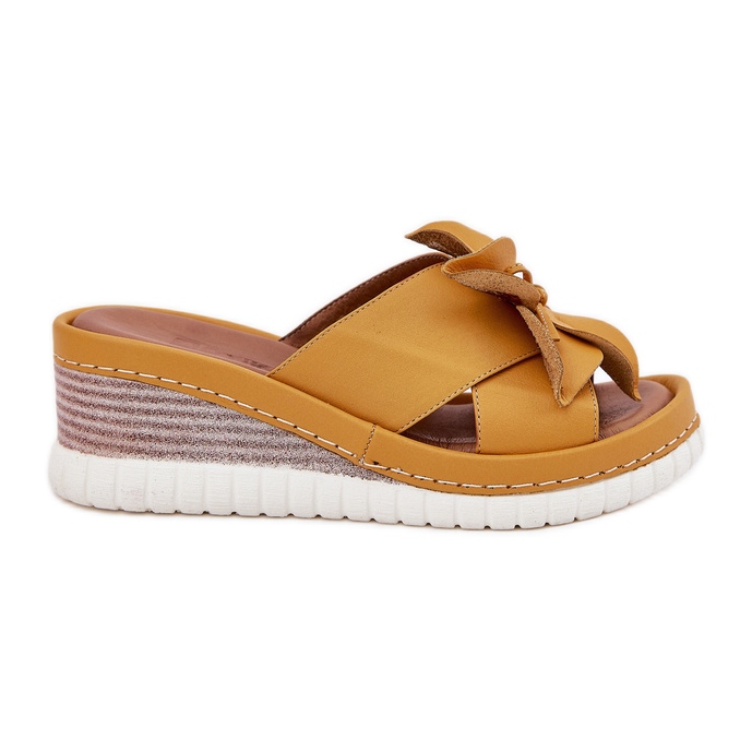 Női bőr ékek dekoratív virág artiker 52C0504 sárga