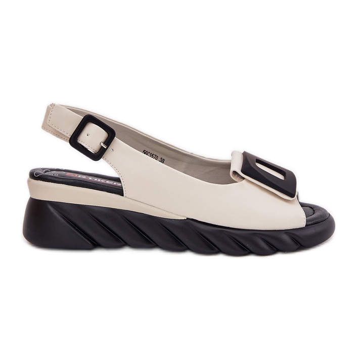 ARTIKER Női bőr szandál ékkel dekorációs Artker 56C1570 bézs