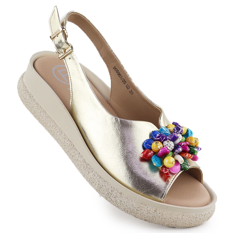 Női bőr szandál fémgyöngyökkel arany filippo ds6983 aranysárga