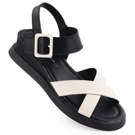 Női bőr szandál ékeken fekete és bézs filippo ds6874