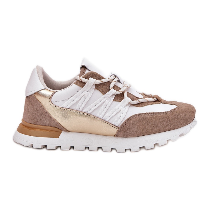 Női bőr cipő Artiker 56C1738 bézs-arany