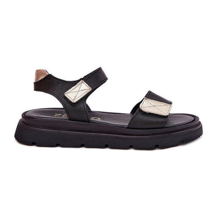 Női bőr szandál a Zazoo 40443 fekete platformon