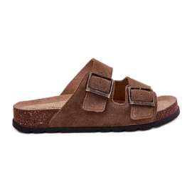 Suede Flip flops női csat Panto Fino RR267024 barna