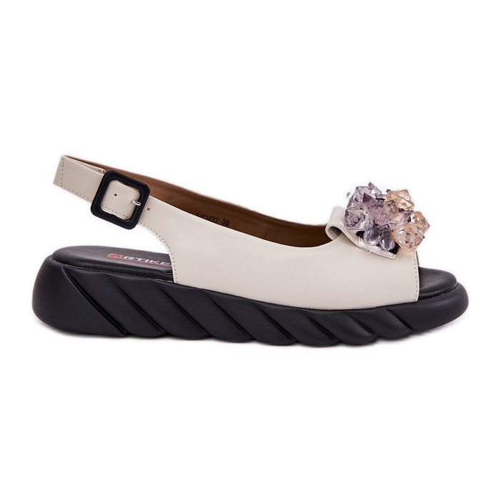 Női bőr szandál Artiker 54C1627 kristályokkal bézs