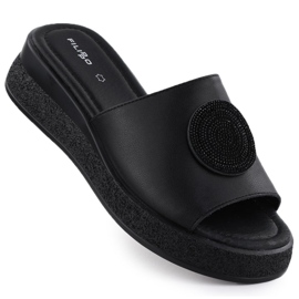 Női bőr flip flop flopok dzsekikkel fekete filippo 6987 Női bőr flip flop flopok dzsekikkel fekete filippo 6987