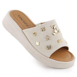 Női bőr ékek bézs VinceZA 66741