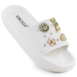 Vinceza Hab papucs flopok a medence strandján a fehér platformon díszített Vinceeza 76055