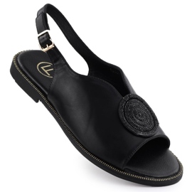 Lapos női szandál fekete filippo ds6229 cirkonokkal