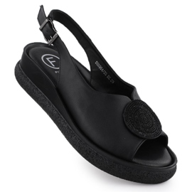 Cirkons Black Filippo DS6984 -vel borított női szandál fekete