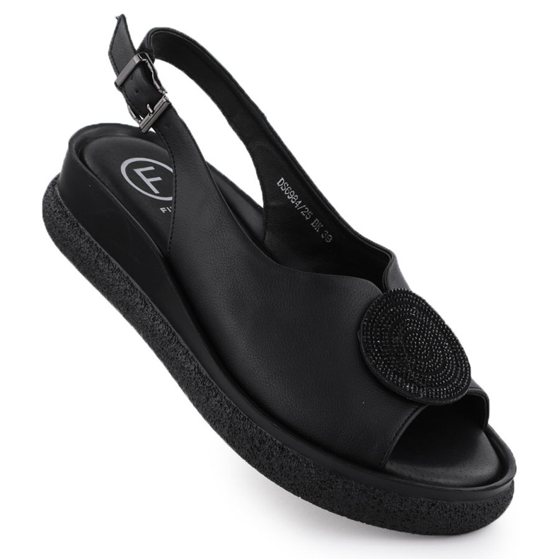 Cirkons Black Filippo DS6984 -vel borított női szandál fekete