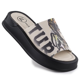 Női bőr papucs nyomtatott bézs filippo dk6158