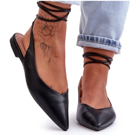 Női kötött balerinas fekete szandál