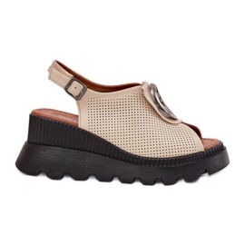 ARTIKER Női bőr szandál ékkel dekorációs Artker 56C0111 bézs