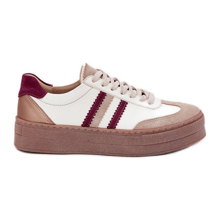 Női bőr cipők a Zazoo N1234 Bézs-Lord Platformon