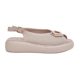 S.Barski Női bőr szandál S. Barski LR51-786 bézs díszítésével