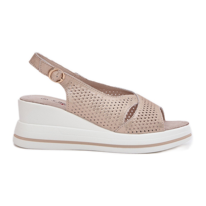 S.Barski Női bőr szandál S. Barski LR51-660 OpenWork Golden aranysárga