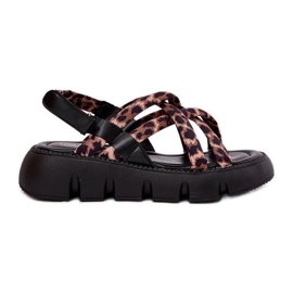 Inna Női szandál a platformon leopárdokkal barna
